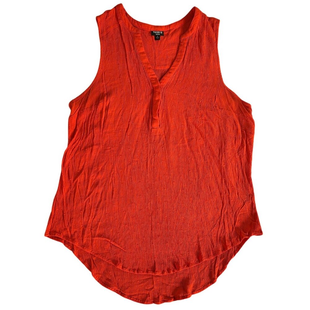 Torrid Harper Women's Size 2 Coral Sleeveless Textured Button Front Blouse